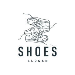 Shoe Logo, Minimalist Line Style Sneaker Shoe Design Simple Fashion Product Brand