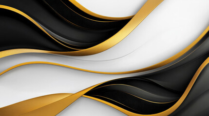 A bold business background banner with abstract curves in black, white, and gold, creating a striking, upscale design suitable for corporate branding.