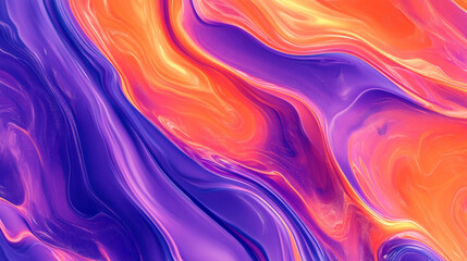 Obraz premium A bold gradient of neon orange and purple, with fluid liquid waves swirling for a futuristic, energetic background.
