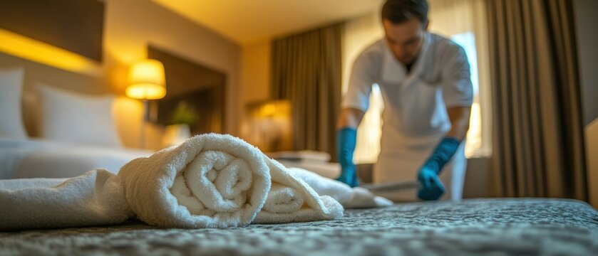 Hotel housekeeping staff quickly preparing rooms for check-in