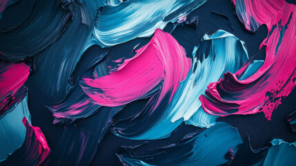 A bold oil paint texture featuring dark navy, bright teal, and hot pink, with thick, expressive brushstrokes for a modern, dynamic design.
