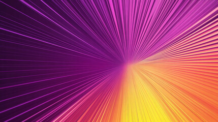 Obraz premium A bright gradient background blending from neon purple to yellow, with diagonal lines radiating from the center. The dynamic motion adds energy and a futuristic touch.