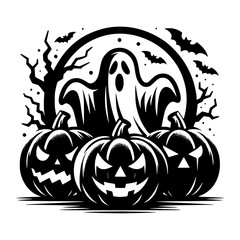 Spooky Ghost, Halloween, Fall, Pumpkins