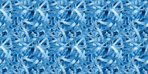 shredded paper filler in cerulean color with thin, delicate strips, shredded paper filler texture background