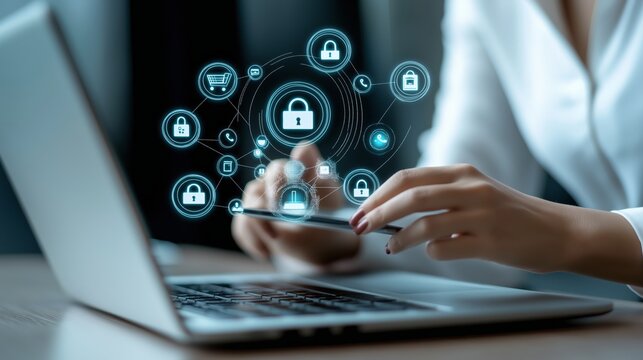 Entrepreneur configuring online payment system technology tools business setup. AI generated