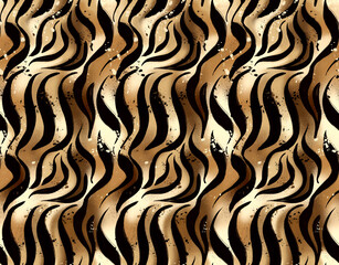 Hand draw zebra pattern in paint brush. Textile print pattern.