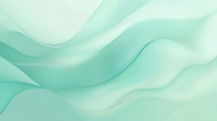 Fototapeta premium A cool gradient from mint green to soft blue, with flowing liquid waves moving smoothly across the background, creating a refreshing, fluid design.