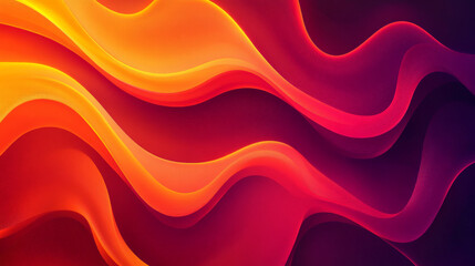 Fototapeta premium A dramatic background with flowing wavy shapes in a gradient from deep orange to bright red, forming a striking and energetic design.