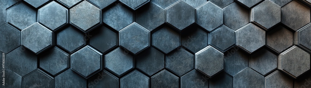 Poster A Close-Up of a Wall Covered in Hexagonal Tiles