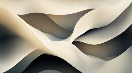 Obraz premium A modern abstract surface featuring sharp geometric lines in muted beige and gray, with fluid wavy lines creating a balanced, harmonious composition.
