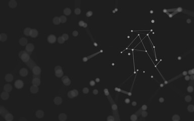 Abstract background. Molecules technology with polygonal shapes, connecting dots and lines. Connection structure. Big data visualization.