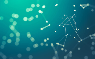 Abstract background. Molecules technology with polygonal shapes, connecting dots and lines. Connection structure. Big data visualization.