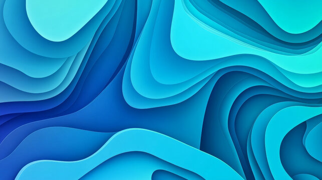 A modern background featuring fluid gradient wavy shapes in hues of cool blue and vibrant cyan, forming a fresh and dynamic design.