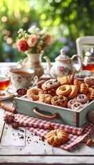 Cookies auf einem Tisch im Garten