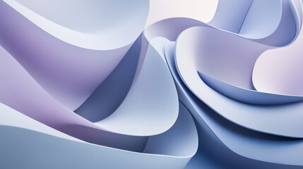 Fototapeta premium A sleek abstract surface with dynamic geometric shapes in soft lavender and pastel blue, paired with fluid wavy lines for a modern, stylish design.