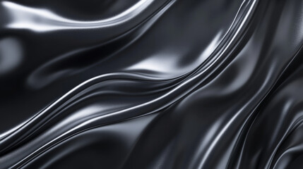 Obraz premium A sleek gradient of dark gray and silver, with fluid liquid waves creating a luxurious, professional look.