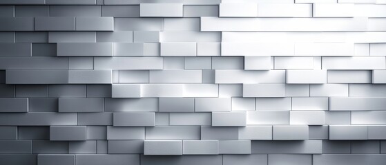 Modern abstract brick wall background, sleek and polished, alternating patterns of glossy and matte bricks, monochrome color palette, minimalist design, with subtle gradients