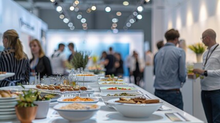 Culinary delights at a modern food exhibition in spring