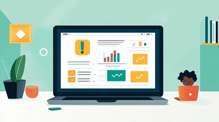 An online survey platform on a laptop screen, displaying a range of question types and a progress bar.