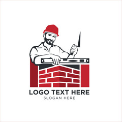 Brick layer services logo template