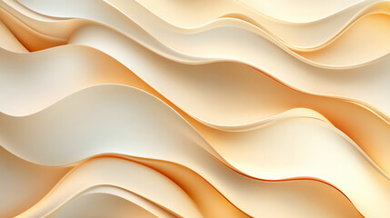 Obraz premium A stylish background with smooth gradient wavy shapes in hues of soft beige and gold, offering a warm and luxurious design.