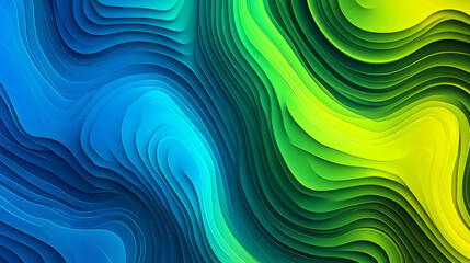 Obraz premium A vibrant background featuring fluid gradient wavy shapes in shades of neon green and bright blue, creating a bold and energetic design.