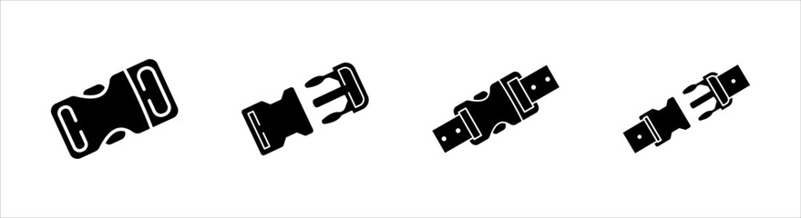 buckle icon set, backpack buckle vector, metal belt buckle vector icon, vector illustration.