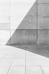 Obraz premium Minimalist Concrete Wall with Clean Geometric Patterns and Shadows in Shades of Grey