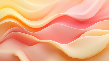 Obraz premium A warm, inviting background with flowing gradient waves in shades of coral and pastel yellow, creating a smooth and cheerful design.