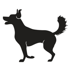 This is a simple black and white illustration of a dog silhouette.