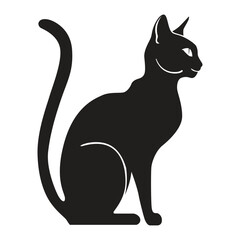 This is a simple black and white illustration of a cat silhouette.