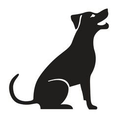 This is a simple black and white illustration of a dog silhouette.