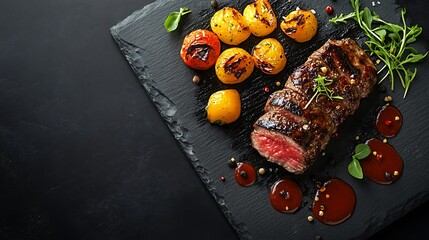 A sleek and modern menu layout with space for the world's most popular dishes and advertising text, ready for commercial use