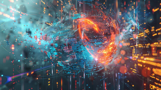 A Visual Exploration of Data Processing, Neural Networks, and Artificial Intelligence Through Intricate Patterns and Futuristic