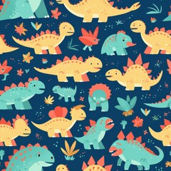 Endearing dinosaur-themed print for a playful prehistoric vibe