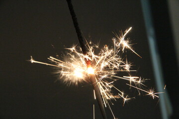 Obraz premium Spectacular firework sparking against a dark sky during a festive celebration in the evening hours
