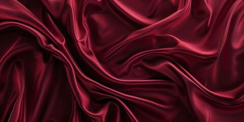 Obraz premium Deep red velvet fabric with soft waves and detailed folds lending a luxurious appearance.