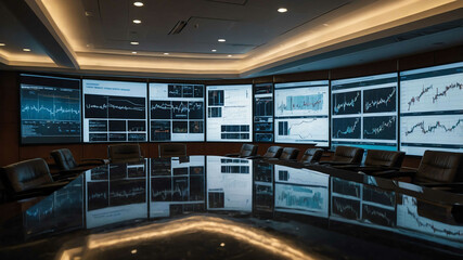 Obraz premium Business strategy charts spread across a large conference table
