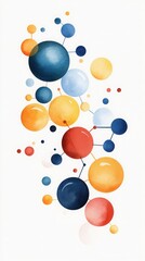 Abstract illustration featuring colorful spheres representing molecules, ideal for science, education, and creative projects.