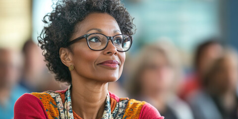 Inspiring Teacher: A seasoned educator passionately imparting knowledge to a rapt audience.