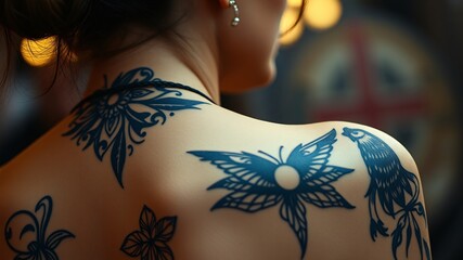 closeup tattoo on women skin