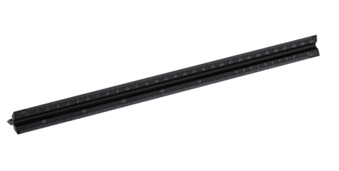 triangular ruler is tilted to reveal details