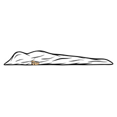 the corpse covered in white cloth appears to be right-handed vector illustration
