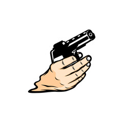 right hand holding a pistol firearm vector illustration