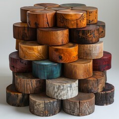 Stacked Wooden Blocks in Minimalist Artful Arrangement