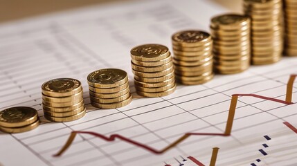 A visual representation of capital gains. There are graphs or charts showing the increase in value over time. Numbers are displayed, indicating the growth