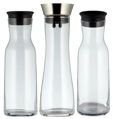 Empty clear vacuum glass bottle with cap