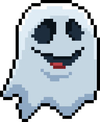 Halloween Little Ghost Pixel 8bit Illustration.