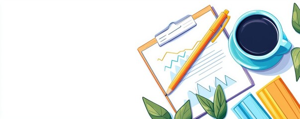 Economic prosperity forecast flat design top view, market analysis theme, cartoon drawing, Complementary Color Scheme