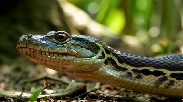 Close-Up of a Python in Natural Habitat